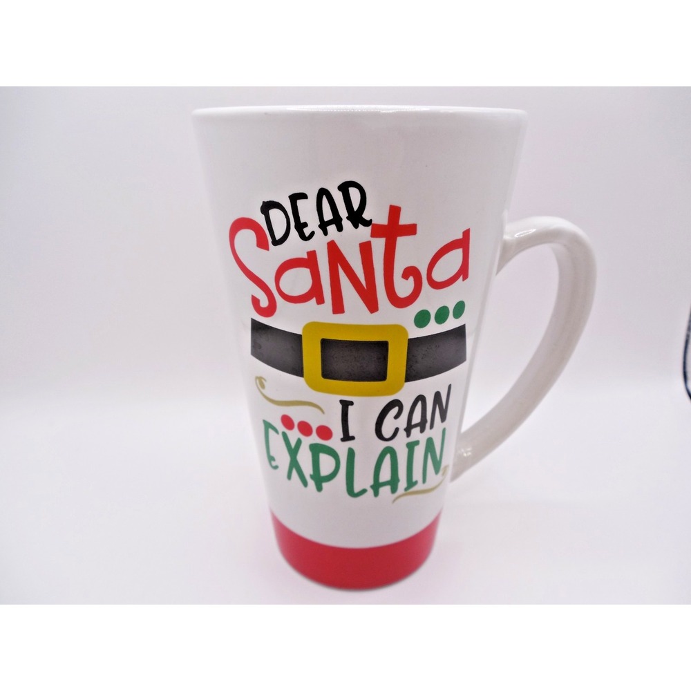 Century "Dear Santa I Can Explain"  Coffee Mug Cup Christmas 5.875" tall /18 oz